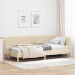 vidaXL Hoekbedframe Crème 100 x 200 cm Stof, Verzenden, Nieuw, Crème, Stof