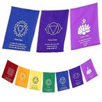 7 Tibetaanse Chakra vlaggen aan koord met affirmaties, Meerkleurig, Verzenden, Nieuw, Oosters