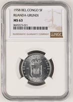 Belgisch-Congo. 5 Francs 1958 - NGC MS63 (Zonder