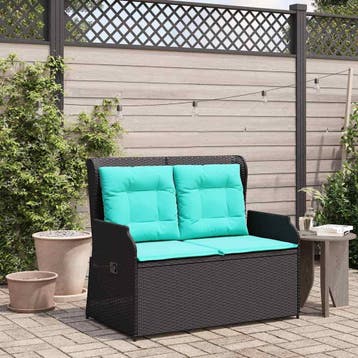 vidaXL Tuinbank Zwart poly rattan, Verzenden, Nieuw, Rotan