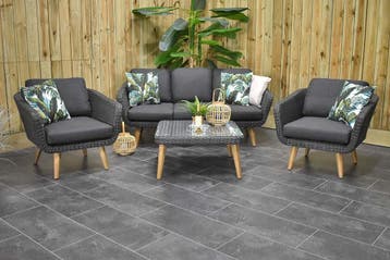 Milano Loungeset 3 Zitsbank 2 Lounge Tuinstoelen Lage Tafel, 5 zitplaatsen, Nieuw, Ophalen of Verzenden, Loungeset