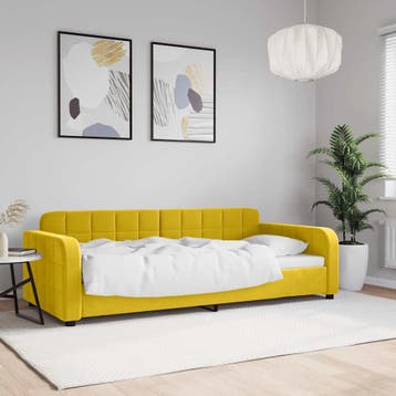 vidaXL Slaapbank 90x200 cm fluweel geel, 90 cm, Eenpersoons, Verzenden, Nieuw