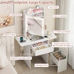 LIVSK Compacte Kaptafel met Spiegel en Verlichting - 3 Kleur, Verzenden, Nieuw