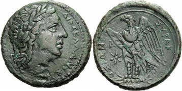 287-278 v Chr Syrakus Sizilien Hiketas Bronze Zeus Hellan..., Verzenden