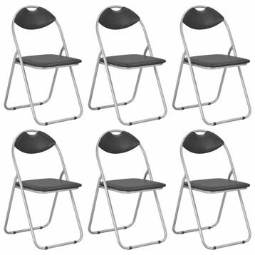 vidaXL Opklapbare stoelen, 6 stuks, zwart kunstleer, Verzenden, Nieuw, Zwart