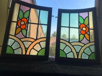 Glas-in-loodraam (2) - 1920-1930, Antiek en Kunst