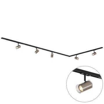 Modern railsysteem zwart met 5 spots gunmetal 1-fase -, Verzenden, Nieuw, Modern