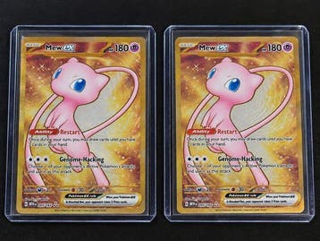 Pokémon - 2 Card - Mew, Gold Metal Card 205/165 Full art,, Nieuw