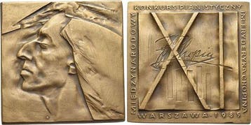 Bronze-plakette 1985 Musik Chopin, Frederic 1810-1849, Po..., Postzegels en Munten, Penningen en Medailles, Verzenden