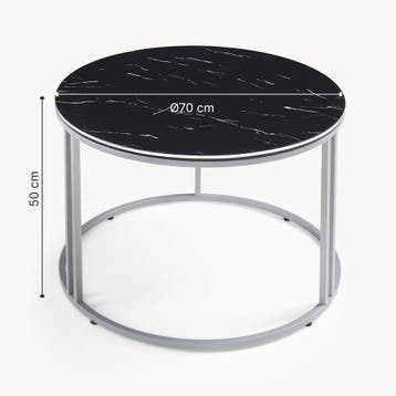 [en.casa] Salontafel Aulum rond 50x70 cm marmer zwart en zil, Huis en Inrichting, Tafels | Salontafels, Verzenden, Nieuw