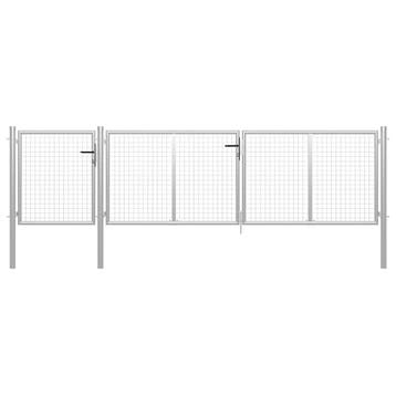 vidaXL Tuinpoort staal 400x75 cm zilver, Tuin en Terras, Tuinpoorten, Verzenden, Nieuw