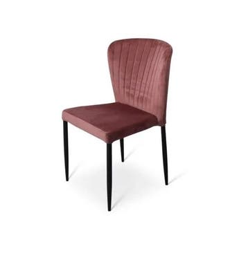 Stapelstoel Brooklyn metalen frame zitting velours Roze, Verzenden, Nieuw