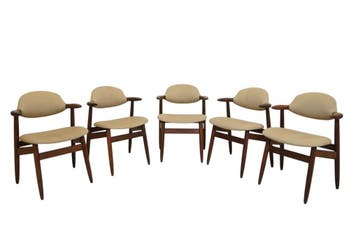 (5) Set van 5 Louis van Teeffelen Cowhorn stoelen voor Tijss, Ophalen of Verzenden, Nieuw