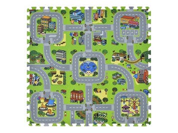 Veiling - Kinderpuzzelmat  - 9-delig - Stad met straten desi, Nieuw