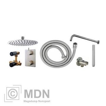 Inbouw regendouche set rond type 202 geborsteld staal (20cm), Verzenden, Nieuw