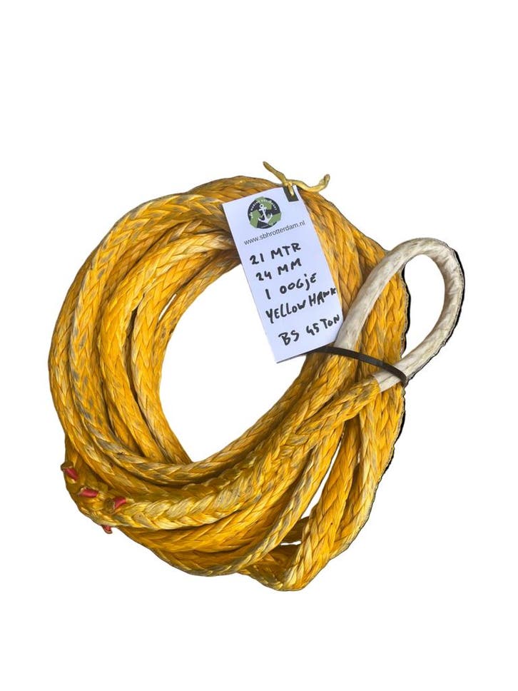 Hawk-Line Touw UHMWPE 21 Mtr 24 mm 45 Ton 1 Oogje mooring..., Watersport en Boten, Beroepsscheepvaart, Nieuw, Verzenden