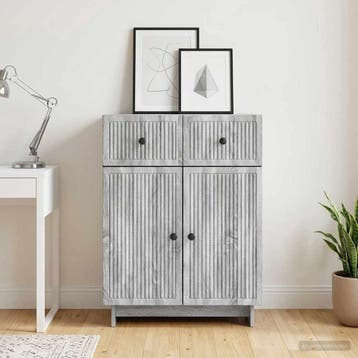 vidaXL Dressoir met lade Grijs sonoma 66 x 34,5 x 90 cm, Verzenden, Nieuw, Overige houtsoorten, Minder dan 50 cm