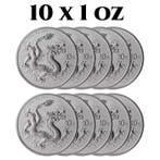 China. 10 x 2025 1 oz ¥10 CNY Chinese Silver Dragon Coin BU
