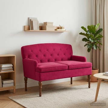 vidaXL Loungebank met knopencomfort Wijnrood 111 x 65 x 79, Verzenden, Nieuw, Stof, Minder dan 150 cm