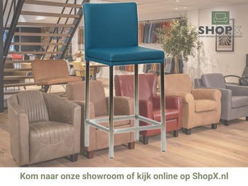 Leren barkruk Break laag - Toledo Turquoise (blauw) - Poten, Huis en Inrichting, Barkrukken, Nieuw, Leer, Ophalen of Verzenden