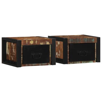 vidaXL Nachtkastjes 2st 40x35x25cm massief gerecycled hout, Verzenden, Nieuw, Hout
