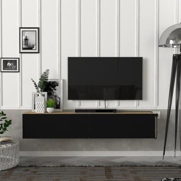 [en.casa] Tv-meubel Toivakka zwevend 135x31x25 cm eiken en z, Verzenden, Nieuw
