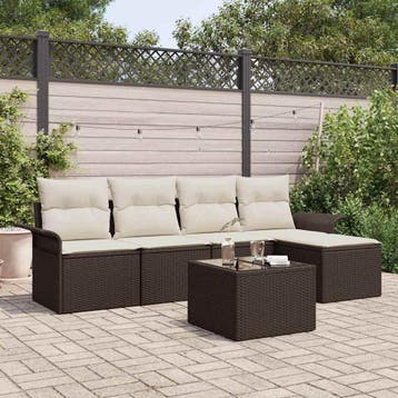 vidaXL Tuin Sofa Set 6 st Bruin poly rattan, Verzenden, Nieuw, Rotan, 6 zitplaatsen