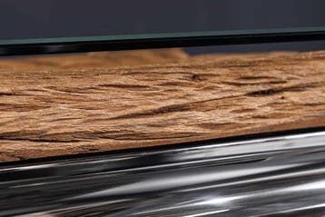 Design salontafel MODERN BAROK 100 cm naturel chroom teak, Ophalen of Verzenden, Nieuw