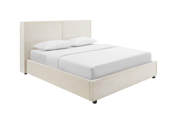 Bed ROCCO 180x200cm, beige met lattenbodem en opbergruimte -, Huis en Inrichting, Slaapkamer | Bedden, Ophalen of Verzenden