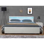 Gestoffeerd bed Lyon - 140 x 200 cm - Wit - LED Verlichting, Huis en Inrichting, Verzenden, Nieuw