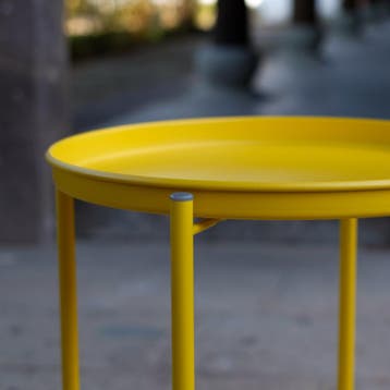 Tuintafel Sandefjord bijzettafel rond metaal 57,5xØ40 cm gee, Verzenden, Nieuw