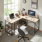 Bureau Klirurud L-vormig of recht bureau eikenkleurig en zwa, Huis en Inrichting, Bureaus, Verzenden, Nieuw