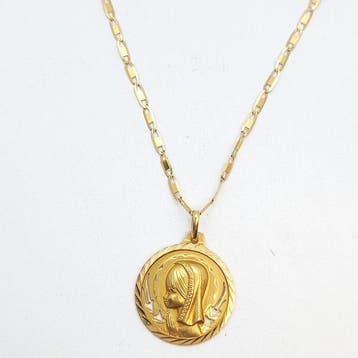 2-delige sieradenset - 18 karaat Geel goud - 60 cm, Sieraden, Tassen en Uiterlijk, Antieke sieraden