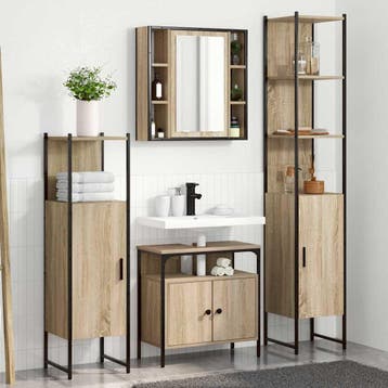vidaXL Badkamermeubelset 4 st Sonoma Eiken 33 x 33 x 185,5, Verzenden, Nieuw, Overige typen