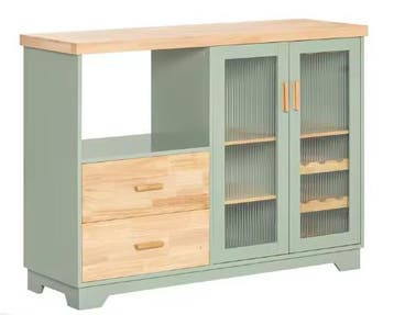 Buffetdressoir met Glazen Deuren Keukenkast Halkast Opbergka, Verzenden, Nieuw