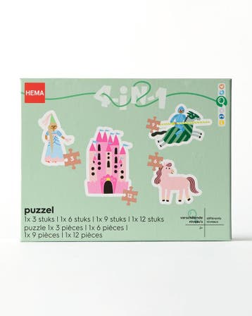 HEMA Puzzel ridders en prinsessen 4-delig, Verzenden, Nieuw