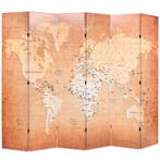 vidaXL Kamerscherm inklapbaar wereldkaart 228x170 cm geel, Verzenden, Nieuw