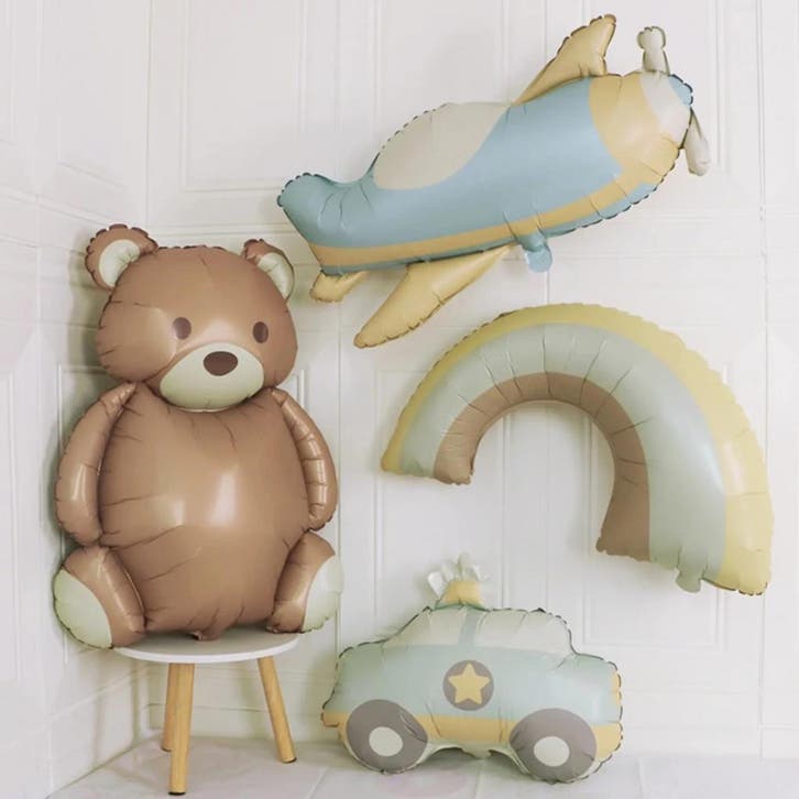 4 grote Folie ballonnen beer, vliegtuig, regenboog en auto, Kinderen en Baby's, Kinderkamer | Inrichting en Decoratie, Overige typen