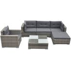 vidaXL 6-delige Loungeset met kussens poly rattan grijs, Verzenden, Nieuw, 6 zitplaatsen, Loungeset