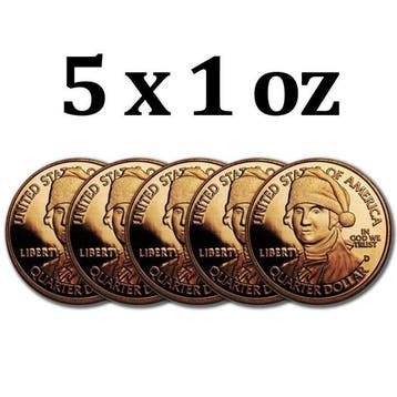 Verenigde Staten. 5 x 1 oz Santa Claus George Washington 999