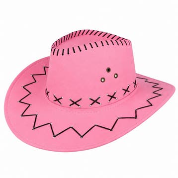 Cowboyhoed - Western Hoed met Stiksel - Roze, Kleding | Dames, Nieuw