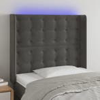 vidaXL Hoofdbord LED 93x16x118/128 cm fluweel donkergrijs, Verzenden, Nieuw, Grijs, Stof