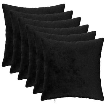 vidaXL Kussensloop 6 pcs HEERLEN Zwart 35 x 35 cm Flanel, Verzenden, Nieuw, Zwart