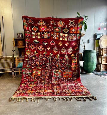 Vintage Marokkaanse Boujad tapijt – groot handgeweven, Nieuw