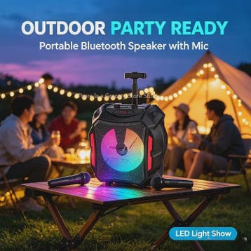 Draagbare Karaoke Bluetooth Speaker met LED, Draadloze Micro, Verzenden, Nieuw