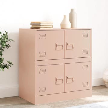 vidaXL Dressoir 67x39x73 cm staal roze, Verzenden, Nieuw, 50 tot 100 cm, Metaal