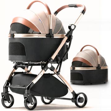 Hondenbuggy Deluxe Goud & Zwart - Opvouwbaar - Premium ba..., Dieren en Toebehoren, Honden-accessoires, Ophalen of Verzenden, Nieuw