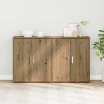 vidaXL Dressoir 2 st Artisan Eiken 60 x 31 x 70 cm Bewerkt, Verzenden, Nieuw, Overige houtsoorten, Minder dan 50 cm