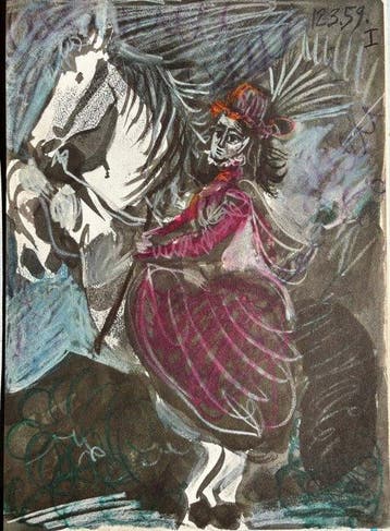 Pablo Picasso (1881-1973), after - Jacqueline sur son cheval