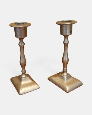 Kaarsenhouder (2) - Verguld messing, Gegoten messing